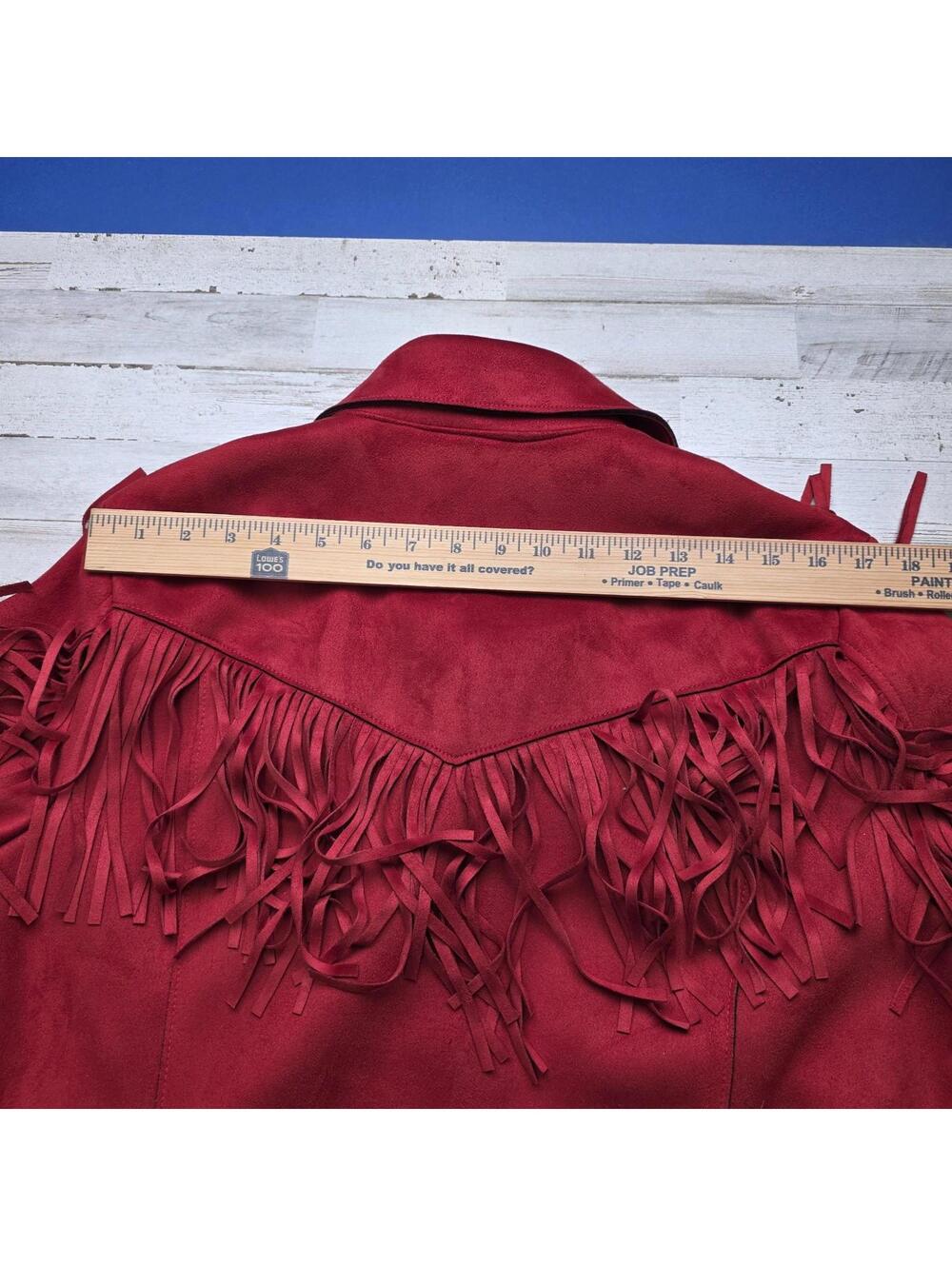 Powder River Outfitters Faux Suede Fringed Coat Jacket LG Western Boho Cowgirl - Picture 8 of 9